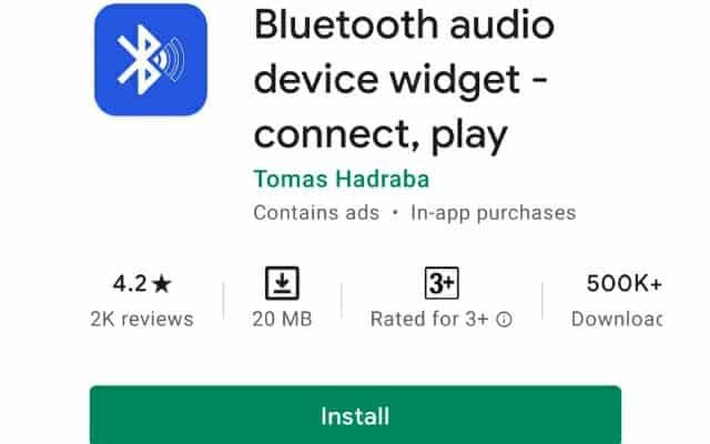 Bluetooth audio widget app